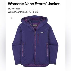 Patagonia Nano Storm Jacket H2No Primaloft Purple Women’s Size XS